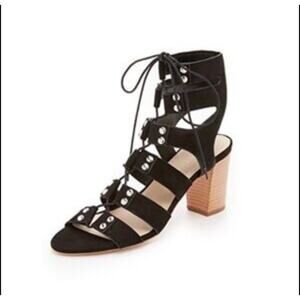 Loeffler Randall Hana Gladiator Sandals 9.5 Black Heels Strappy Leather Stud